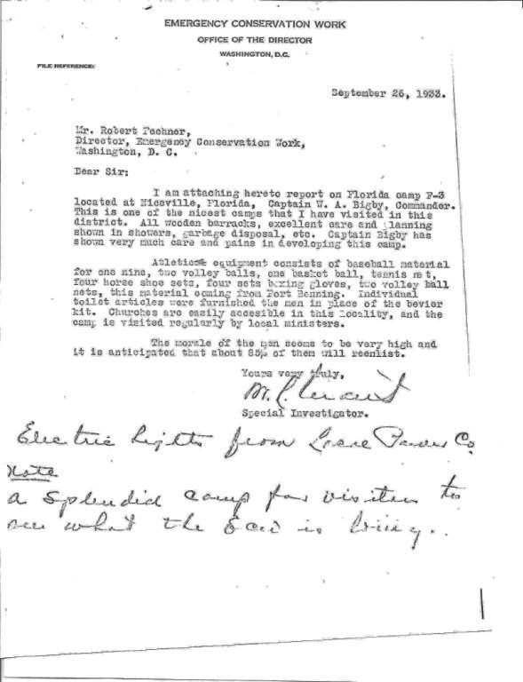 CCC Director Letter 1933