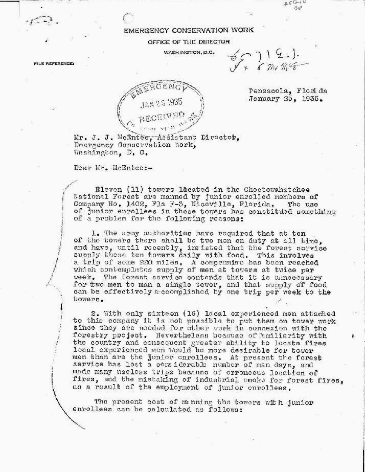 CCC Letter 1935, Page 1 of 3