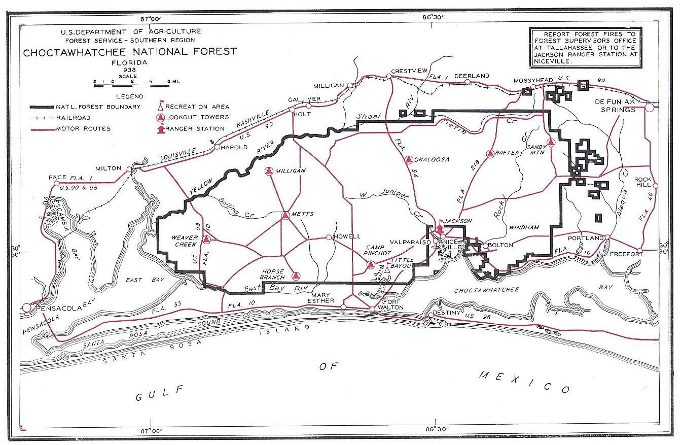 Choctawhatchee Bay Forest Reserve Map 1936 