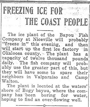 Niceville Ice Factory, 1934