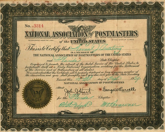 Warren Armstrong National Association of Post Masters September 4, 1939