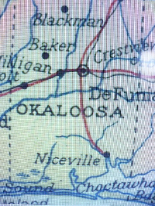 Okaloosa County Map showing Niceville and not VP