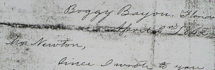 John L. McKinnon letter, April 2, 1862, Boggy Bayou