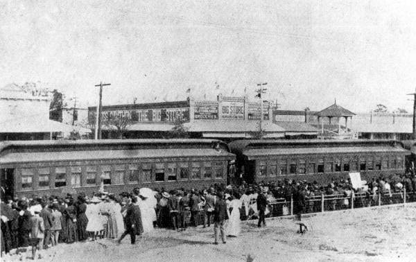 Train at the DeFuniak station 1915. 